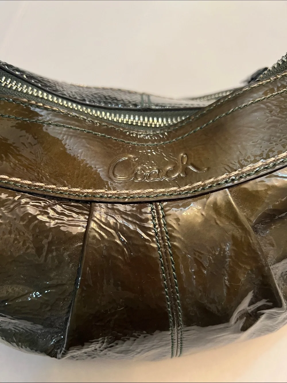 COACH CLASSIC GREEN PATENT LEATHER HOBO BAG PURSE NEW WITH TAGS